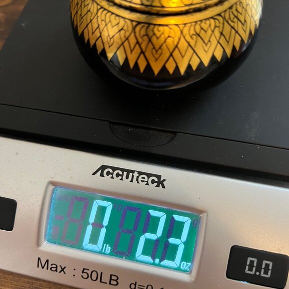 Decorative Black & Gold Thai Style Wooden Pear Trinket Box Lacquerware - Picture 9 of 9